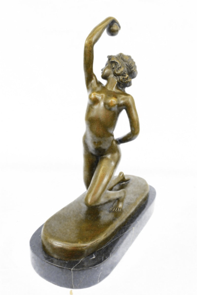 Nude Woman by Moore. Bronze sculpture art deco statue- marble base Figurine