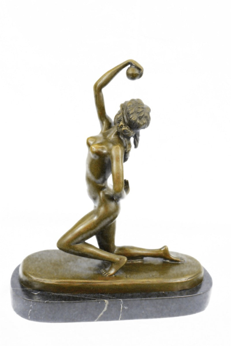 Nude Woman by Moore. Bronze sculpture art deco statue- marble base Figurine