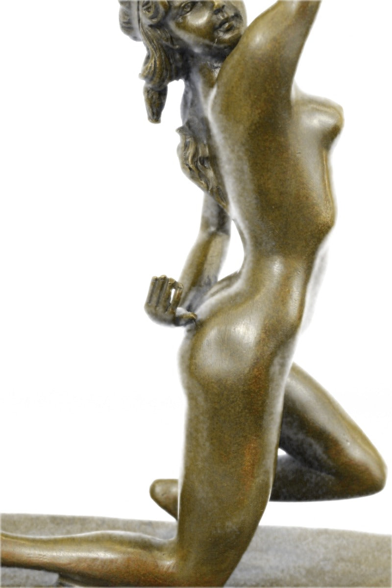 Nude Woman by Moore. Bronze sculpture art deco statue- marble base Figurine