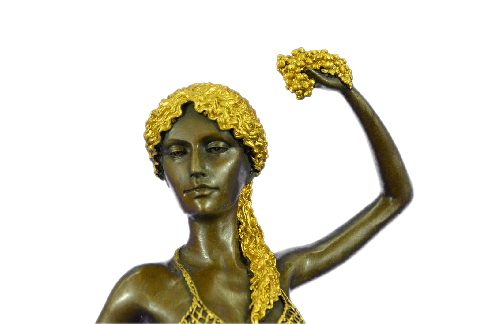 Art Deco Roman Goddess W/ gold Patina Bronze Sculpture Hot Cast Figurine Figure