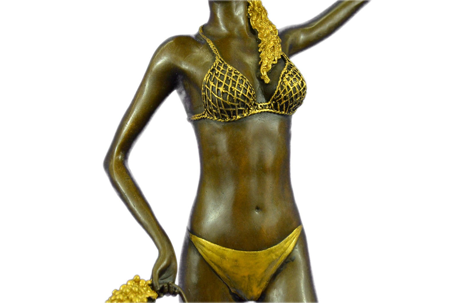 Art Deco Roman Goddess W/ gold Patina Bronze Sculpture Hot Cast Figurine Figure