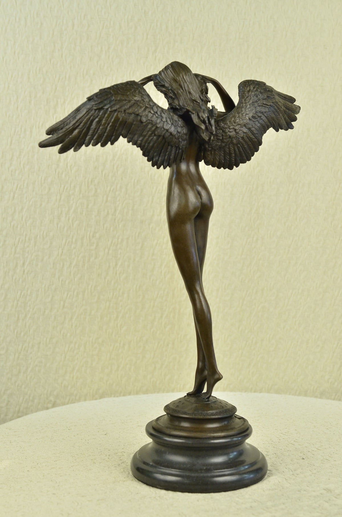 Handcrafted bronze sculpture SALE Marble Weinman By Signed Angel Lady Nude Decor