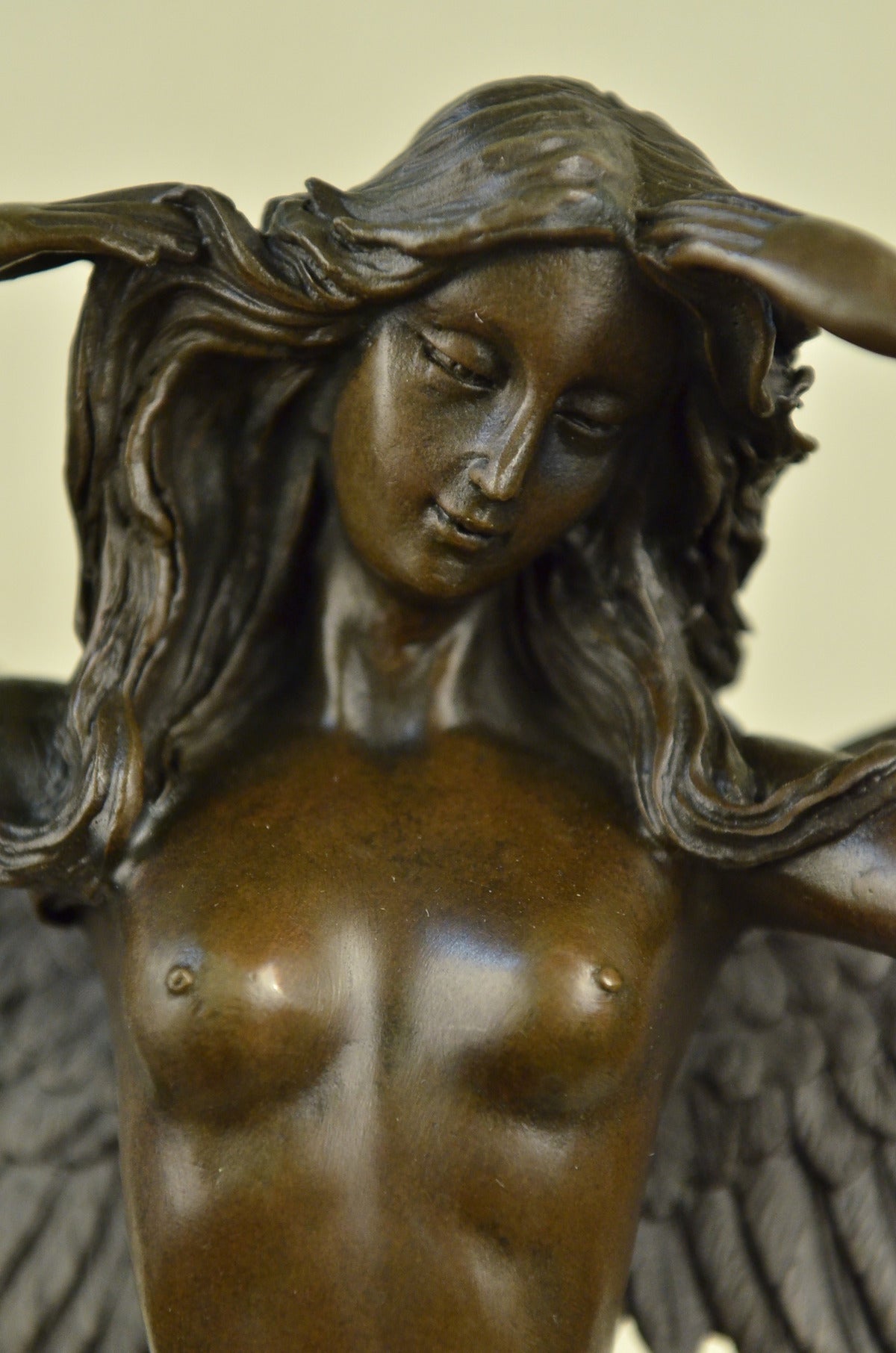 Handcrafted bronze sculpture SALE Marble Weinman By Signed Angel Lady Nude Decor