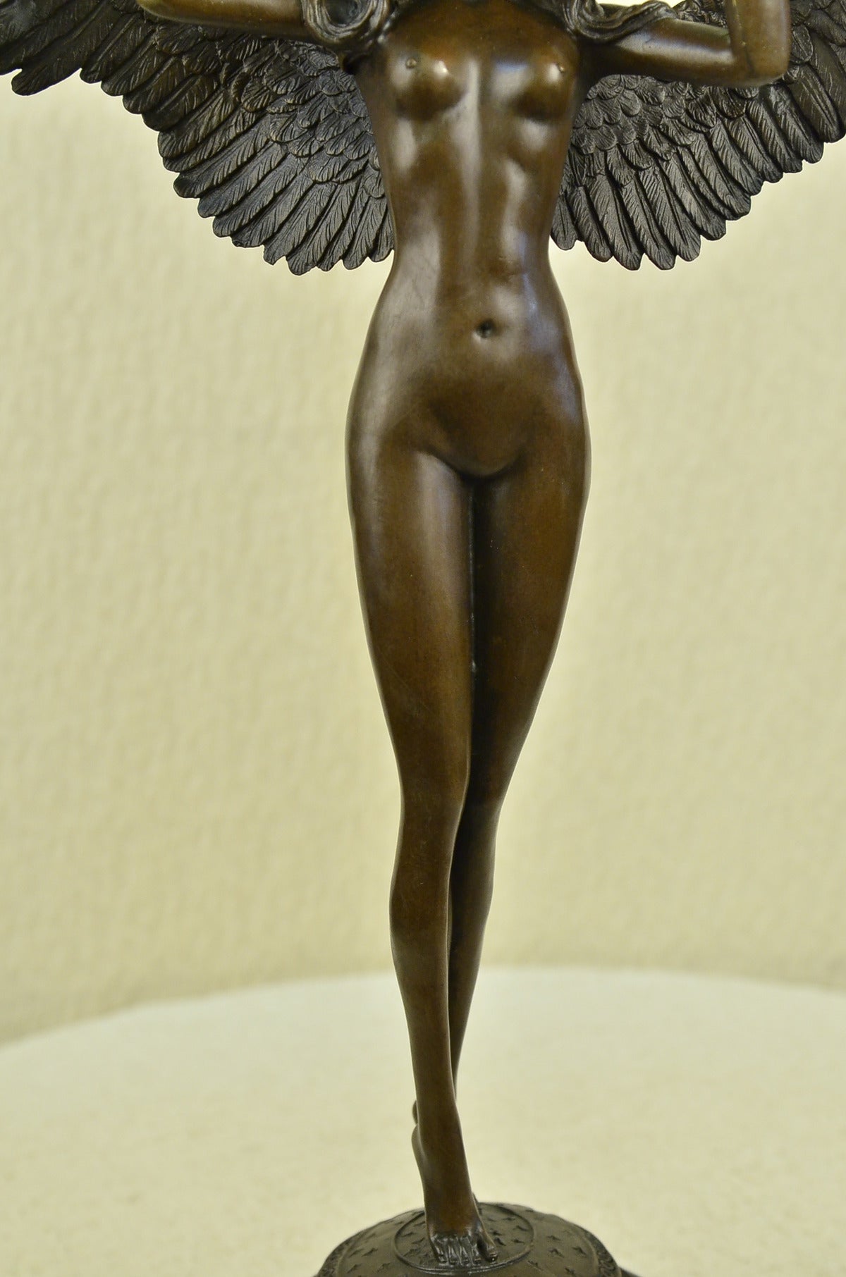 Handcrafted bronze sculpture SALE Marble Weinman By Signed Angel Lady Nude Decor