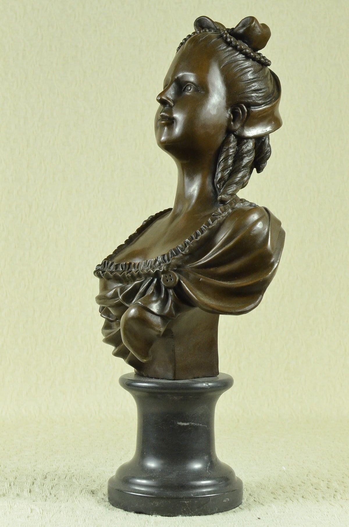 Handcrafted bronze sculpture SALE Bust Portrait Female Nude Marble Signed