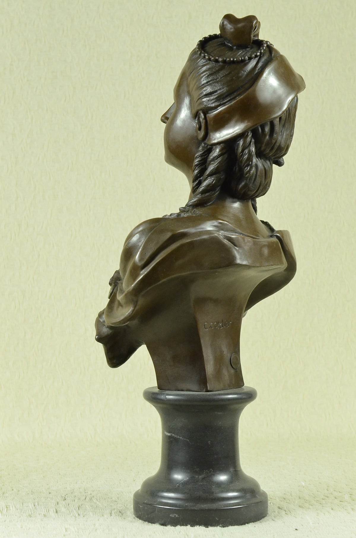 Handcrafted bronze sculpture SALE Bust Portrait Female Nude Marble Signed