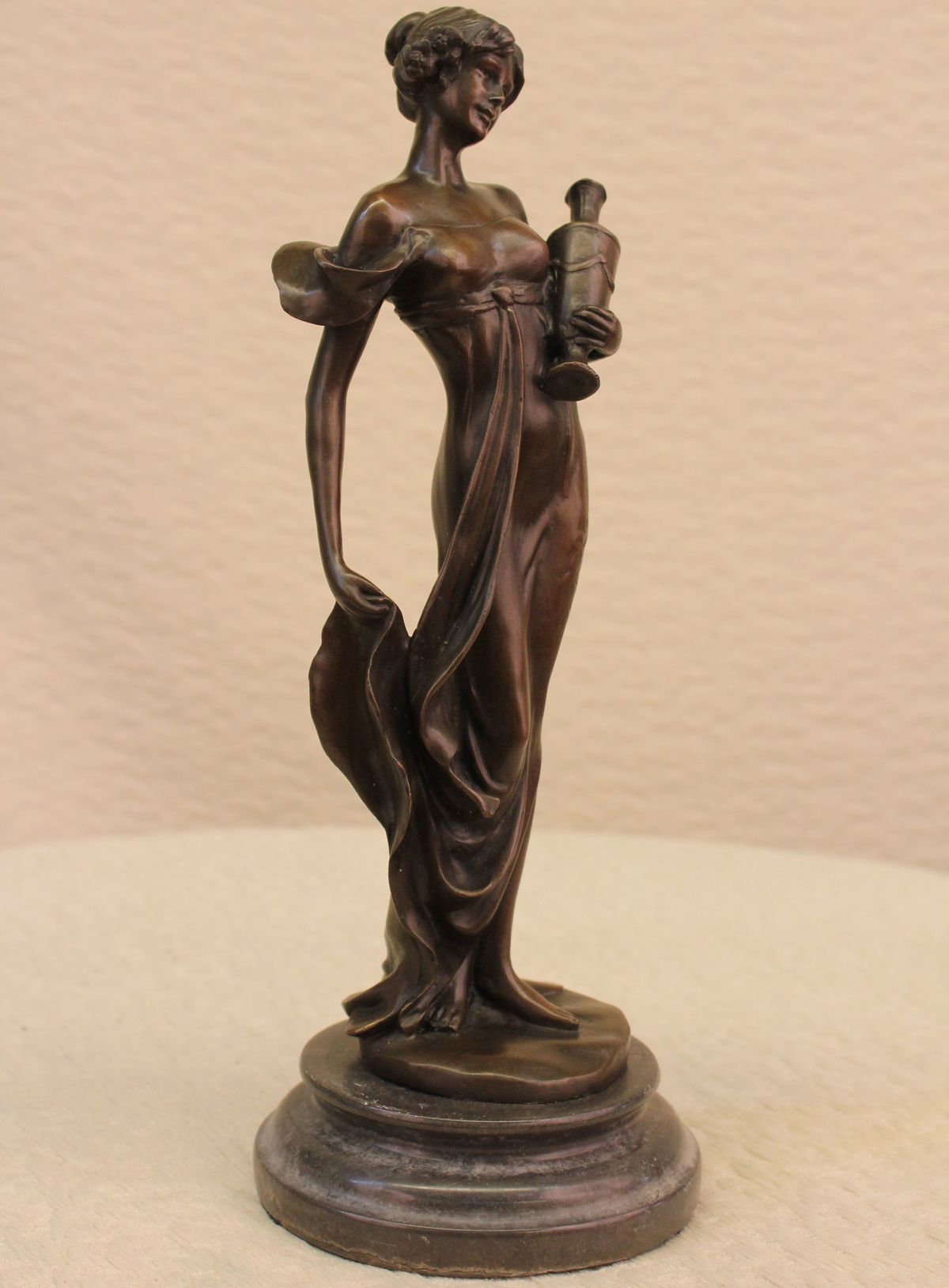 Sculpture Elegant Signed Art Nouveau Female Bronze Statue Patoue Sculpture Deal