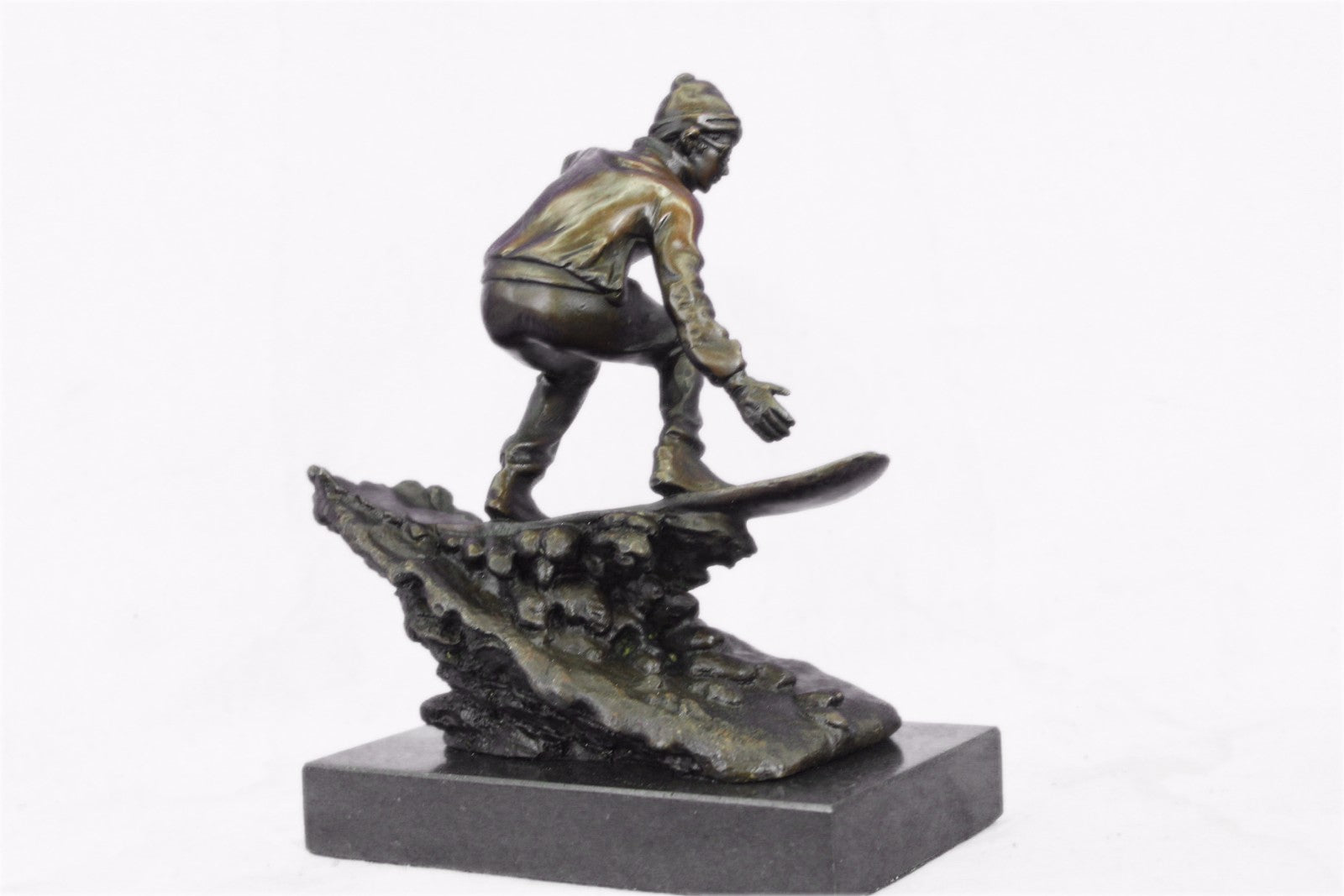 Downhill Snow Skier Bronze Sculpture Mid Century Statue Hot Cast Deco Original T