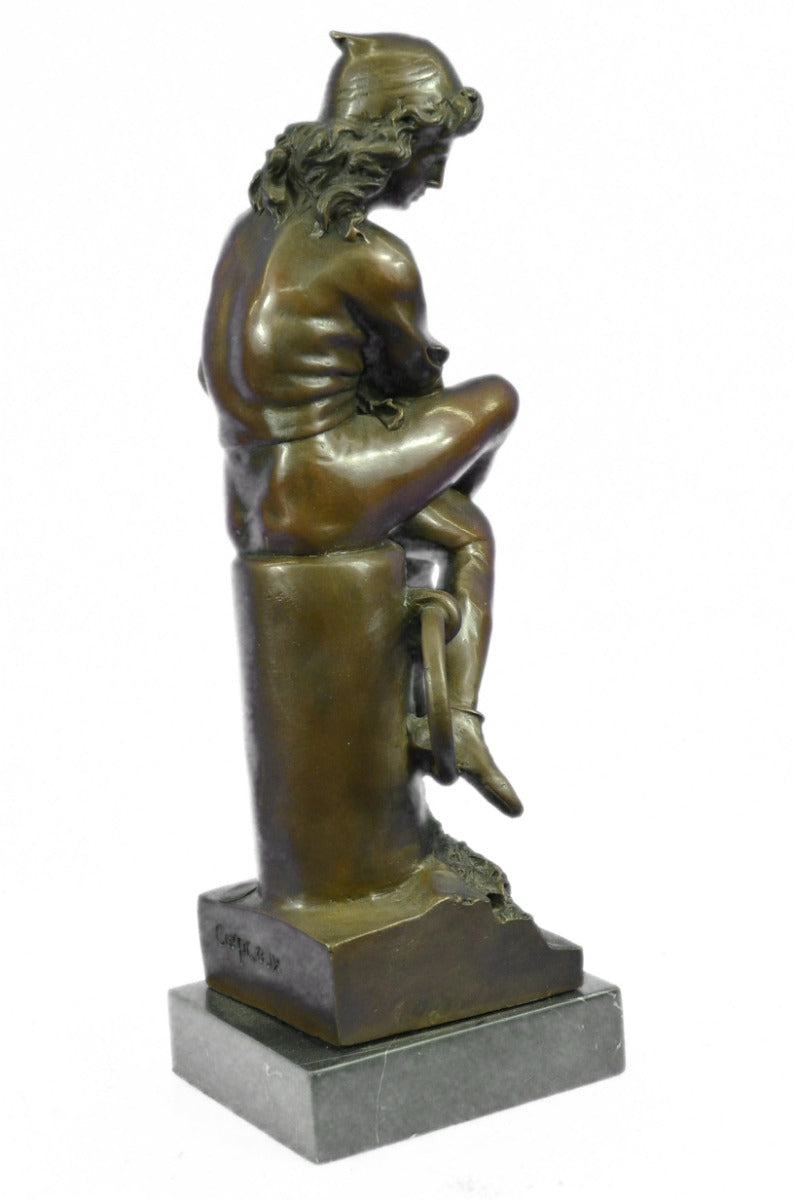 Art Nouveau Hand Made Young Boy Bronze Sculpture Classic Artwork Figurine