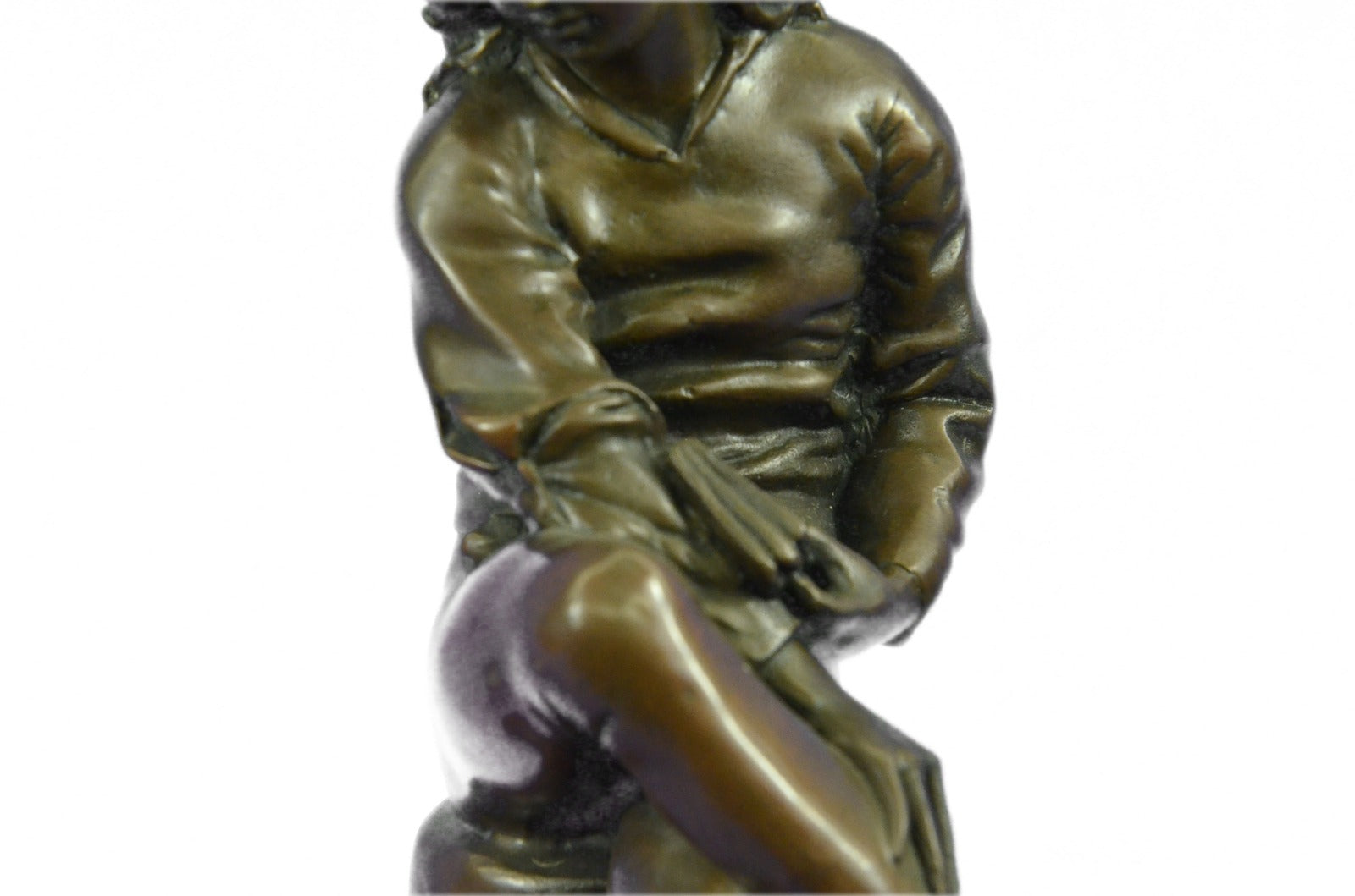 Art Nouveau Hand Made Young Boy Bronze Sculpture Classic Artwork Figurine