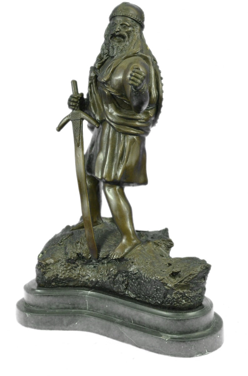 Handcrafted bronze sculpture SALE Warrior Sword With Viking Miles Chris Signed