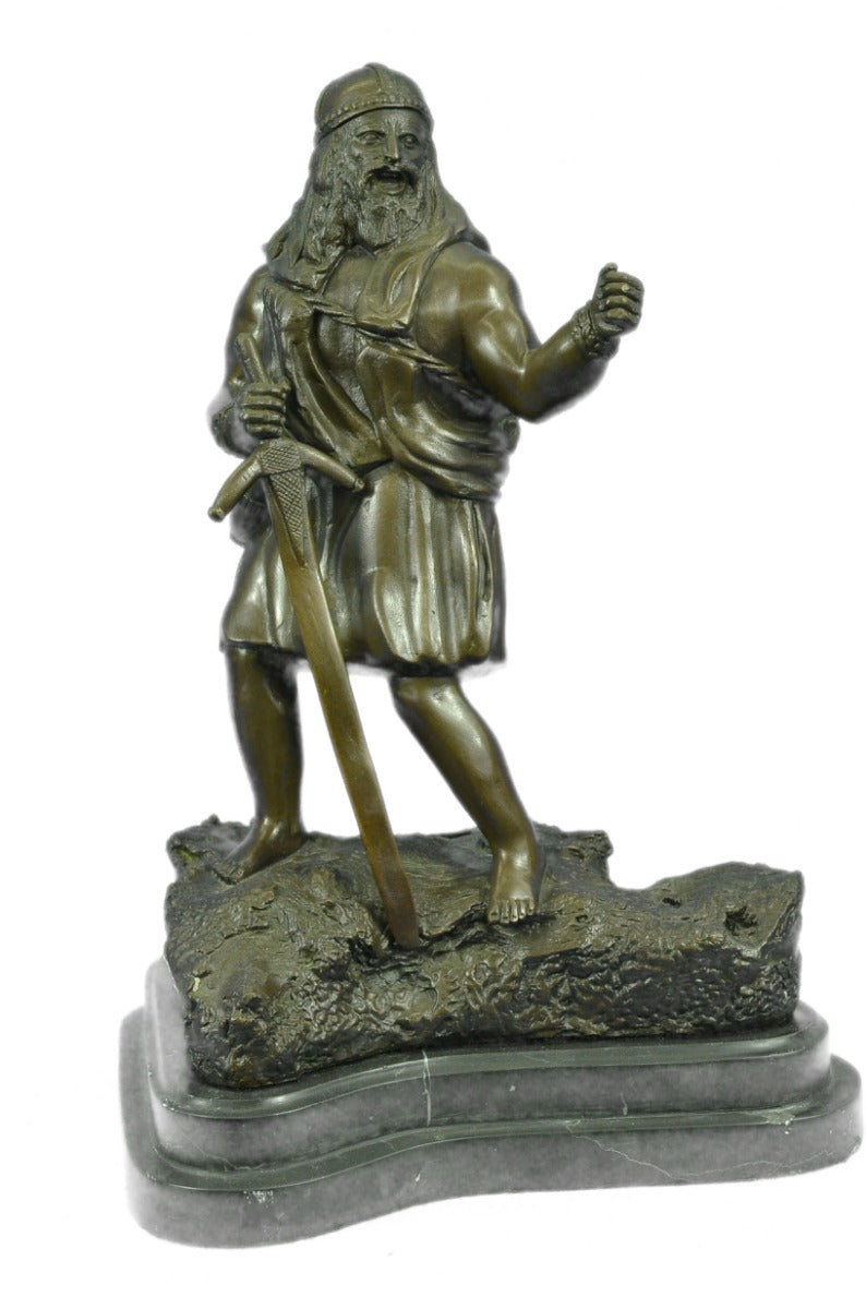 Handcrafted bronze sculpture SALE Warrior Sword With Viking Miles Chris Signed