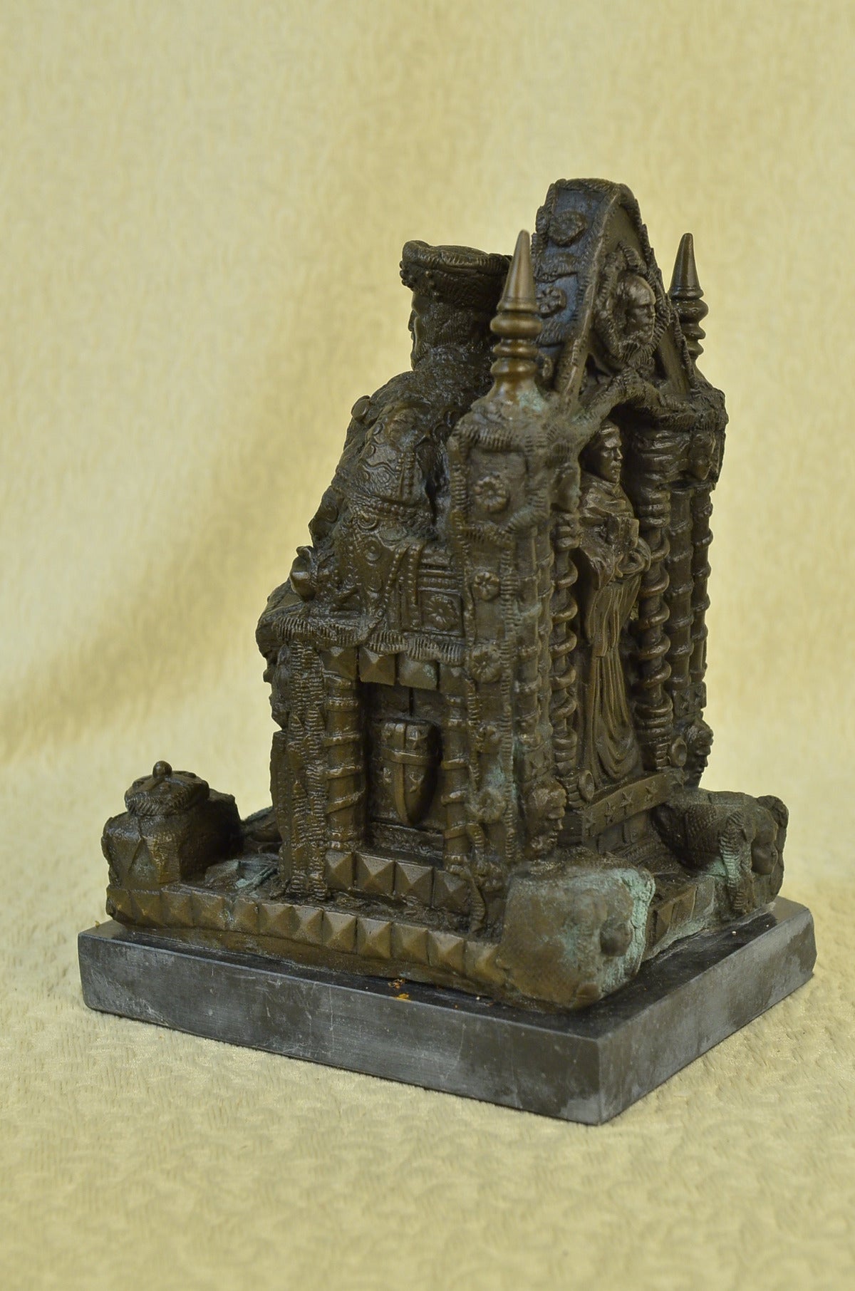 Handcrafted bronze sculpture SALE Ba Marble Throne A Upon King Russian Original