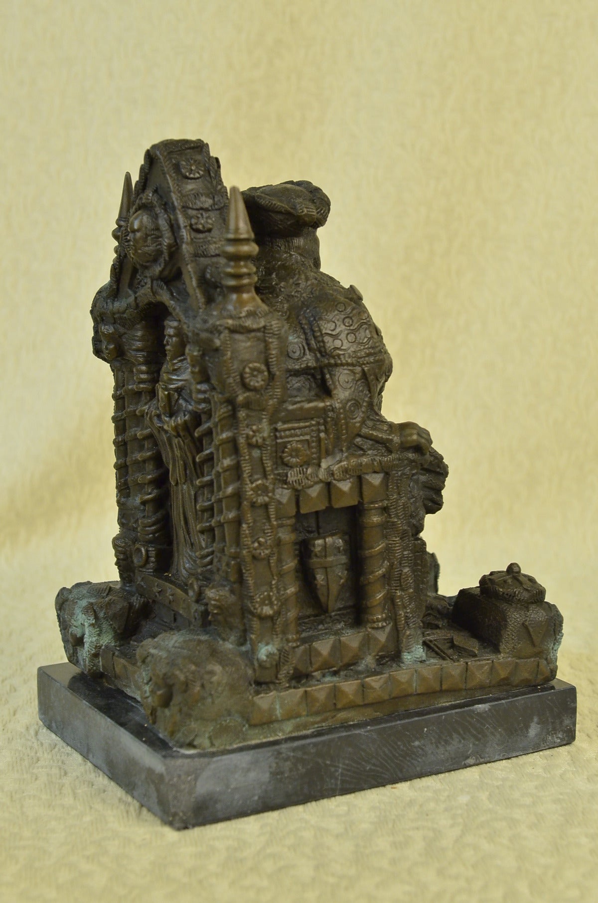 Handcrafted bronze sculpture SALE Ba Marble Throne A Upon King Russian Original