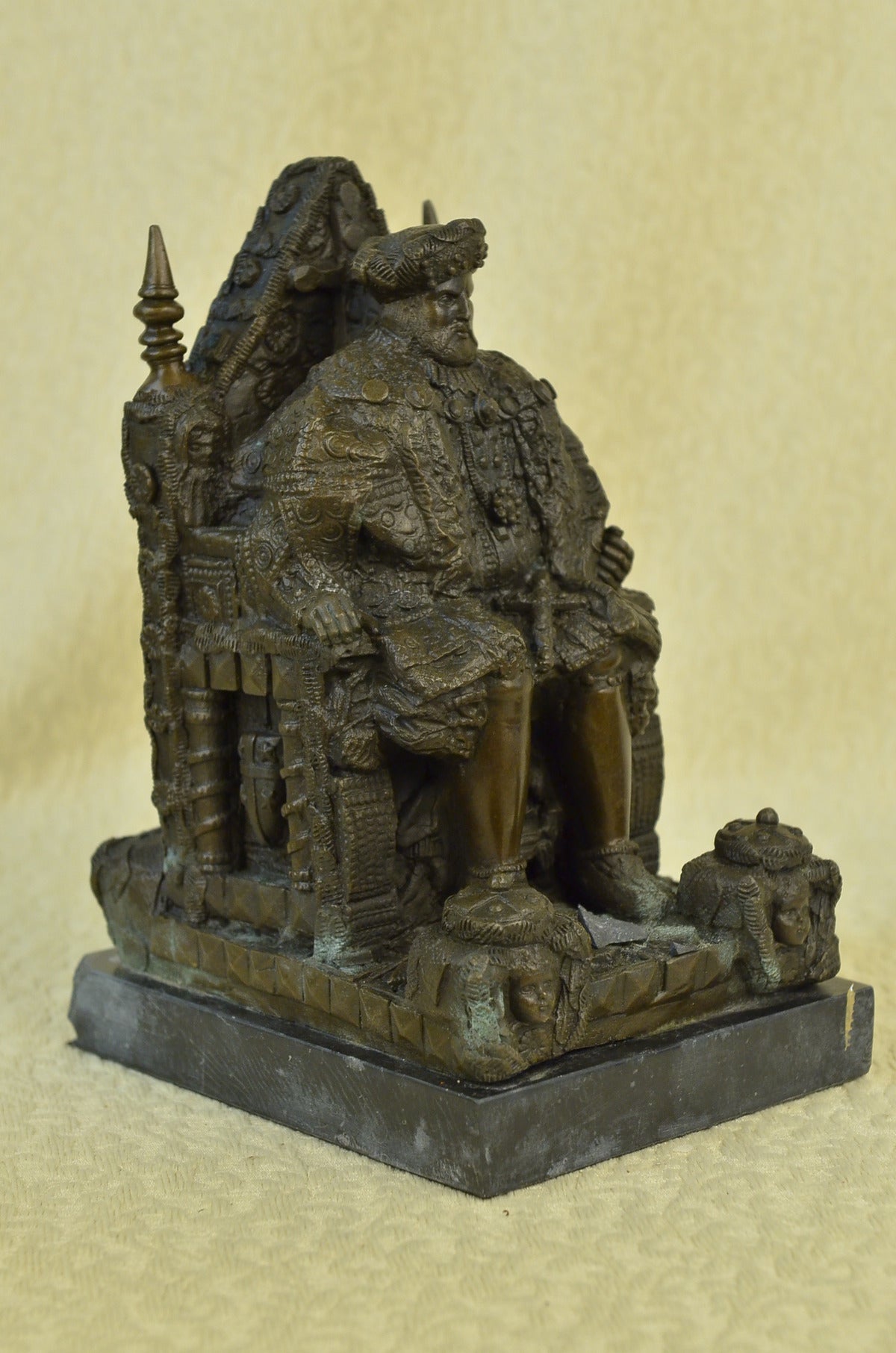 Handcrafted bronze sculpture SALE Ba Marble Throne A Upon King Russian Original