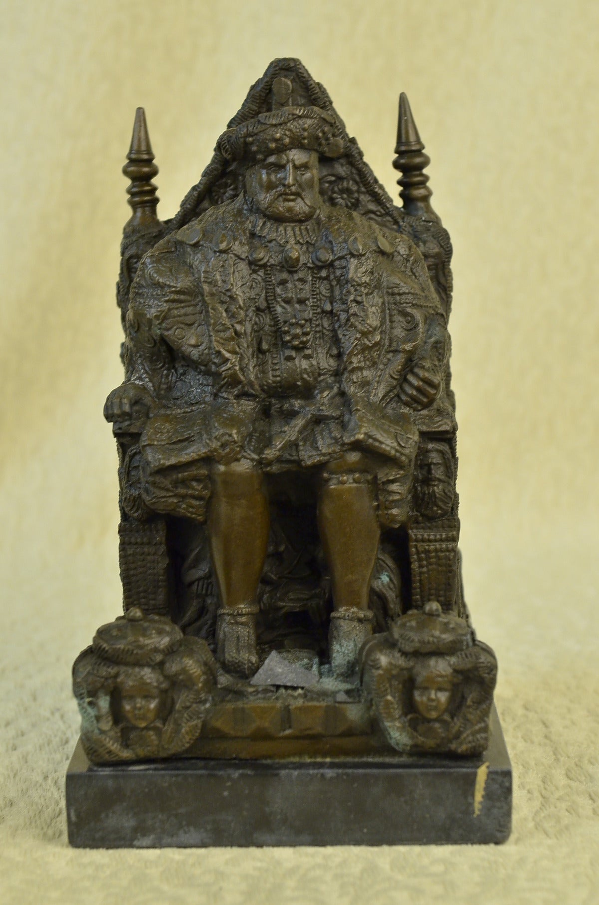 Handcrafted bronze sculpture SALE Ba Marble Throne A Upon King Russian Original