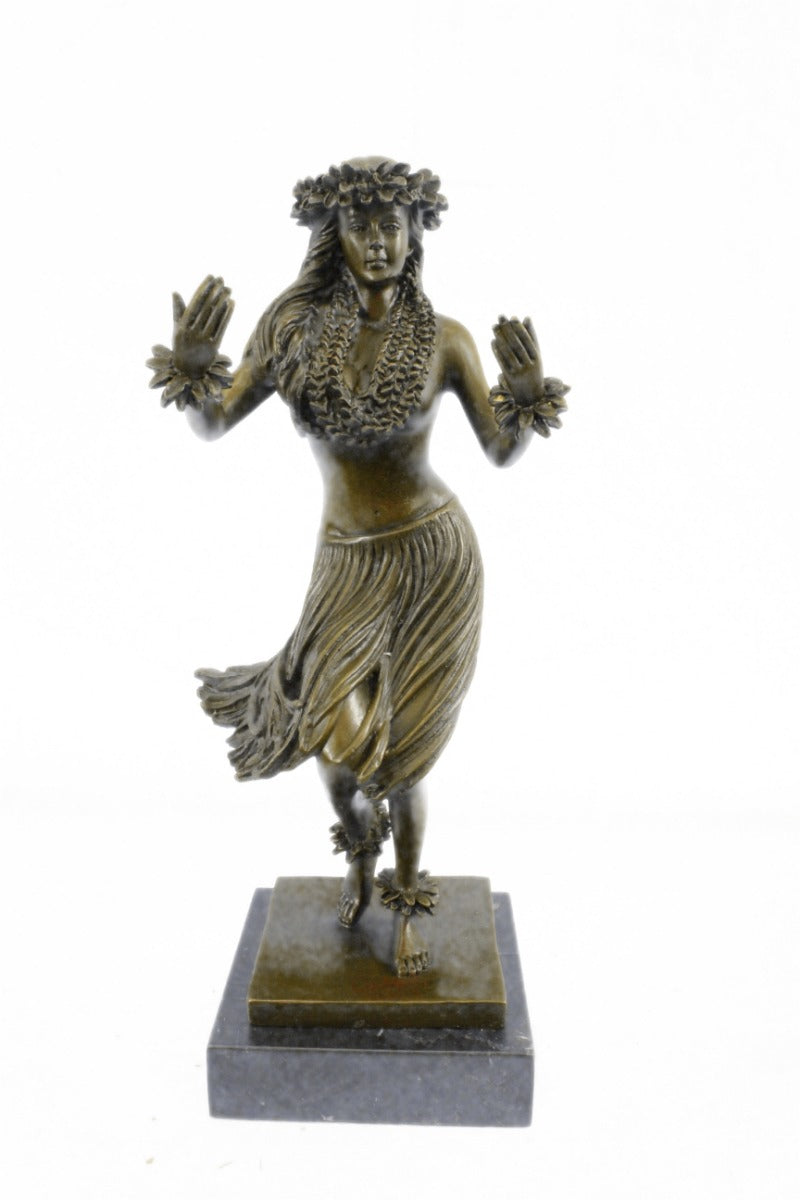 HAWAIIAN GIRL ART DECO NOUVEAU BRONZE SCULPTURE MOREAU STATUE FIGURE FIGURINE