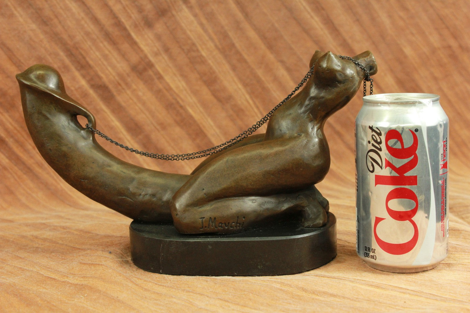Real Mavchi Erotic Sexy Nude Girl Rides Phallus with Chain Bronze Sculpture