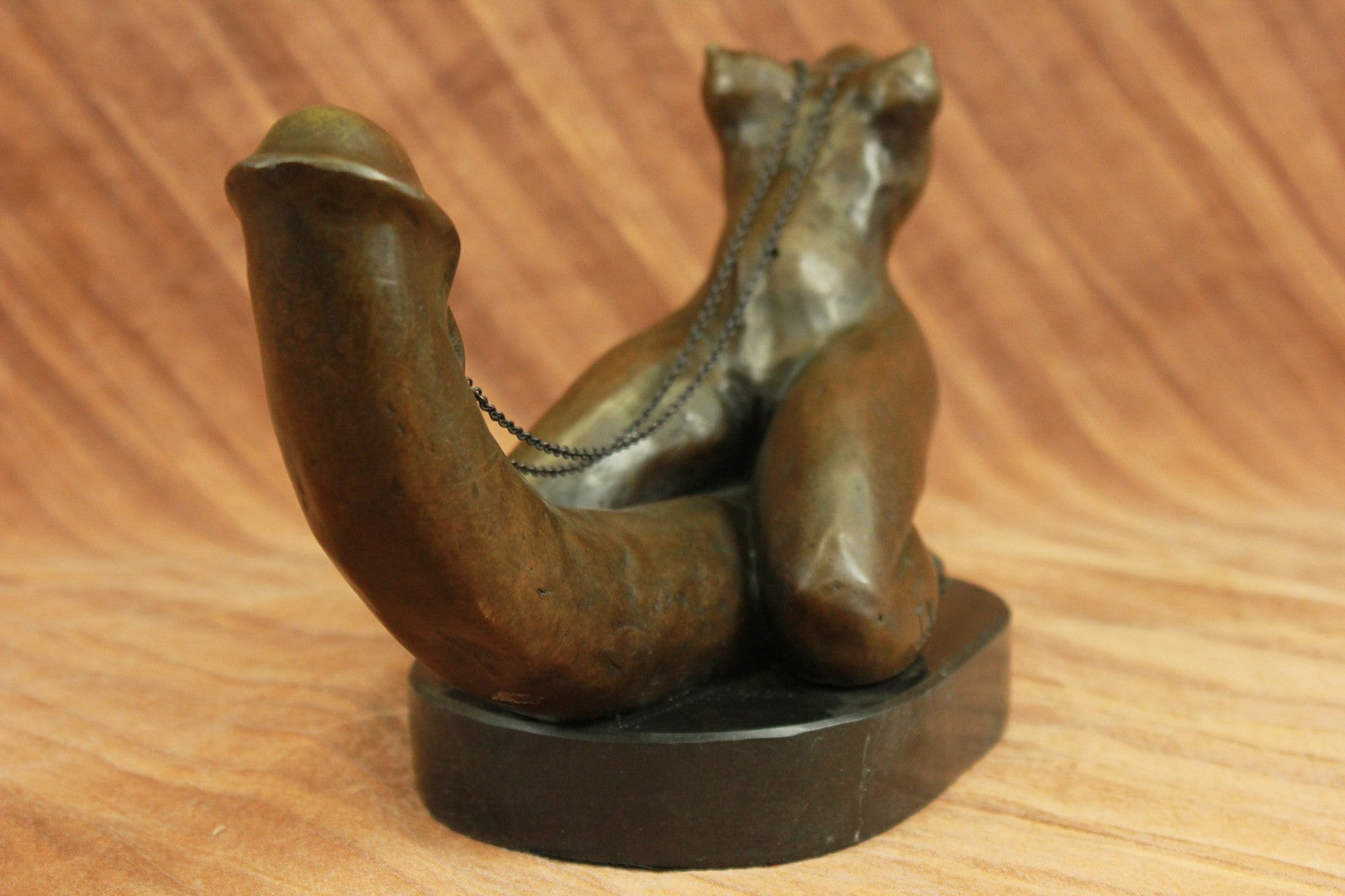 Real Mavchi Erotic Sexy Nude Girl Rides Phallus with Chain Bronze Sculpture