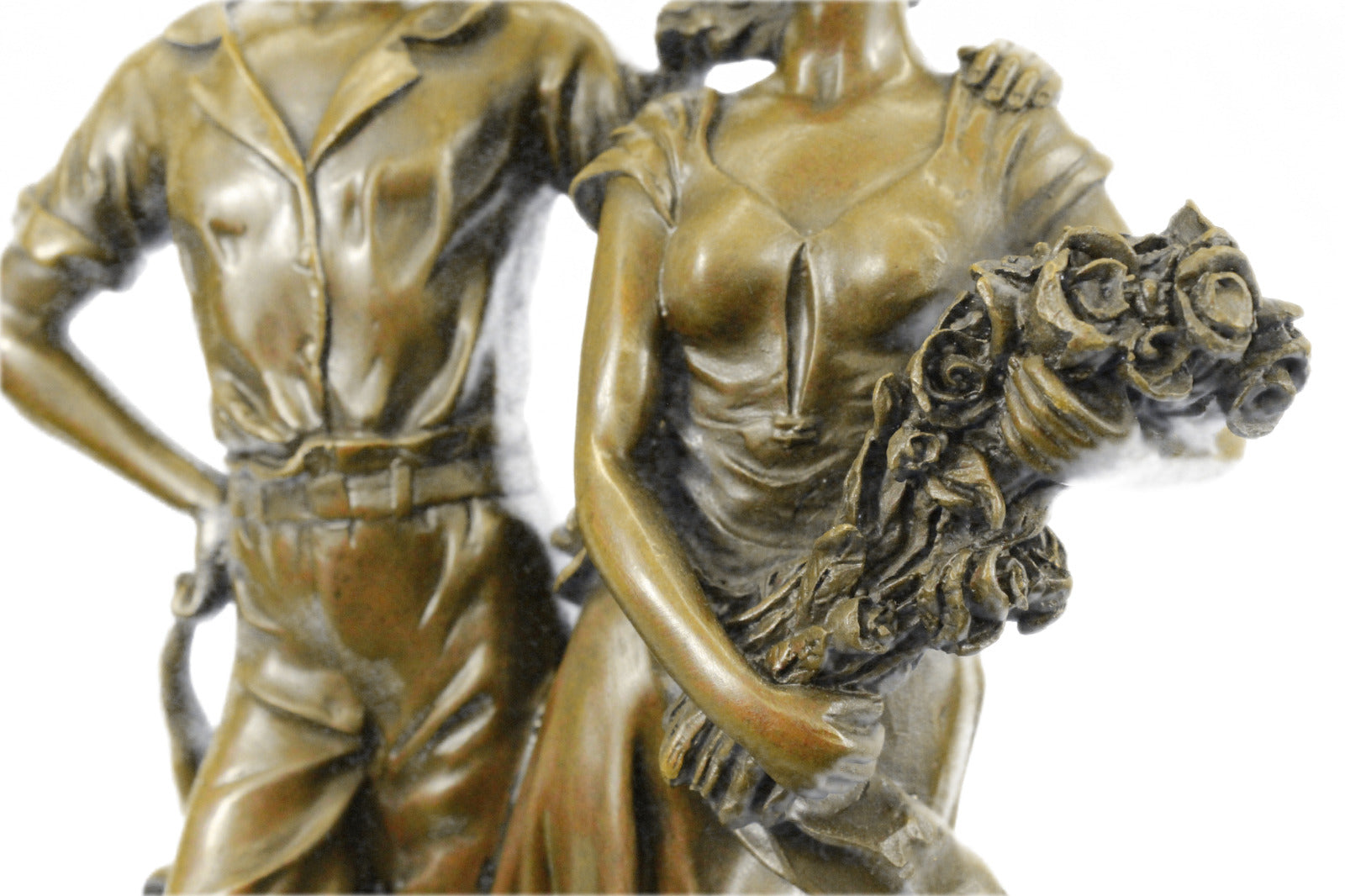 Handcrafted bronze sculpture SALE Pair Signed Gift Valentine Nouveau Deco Art