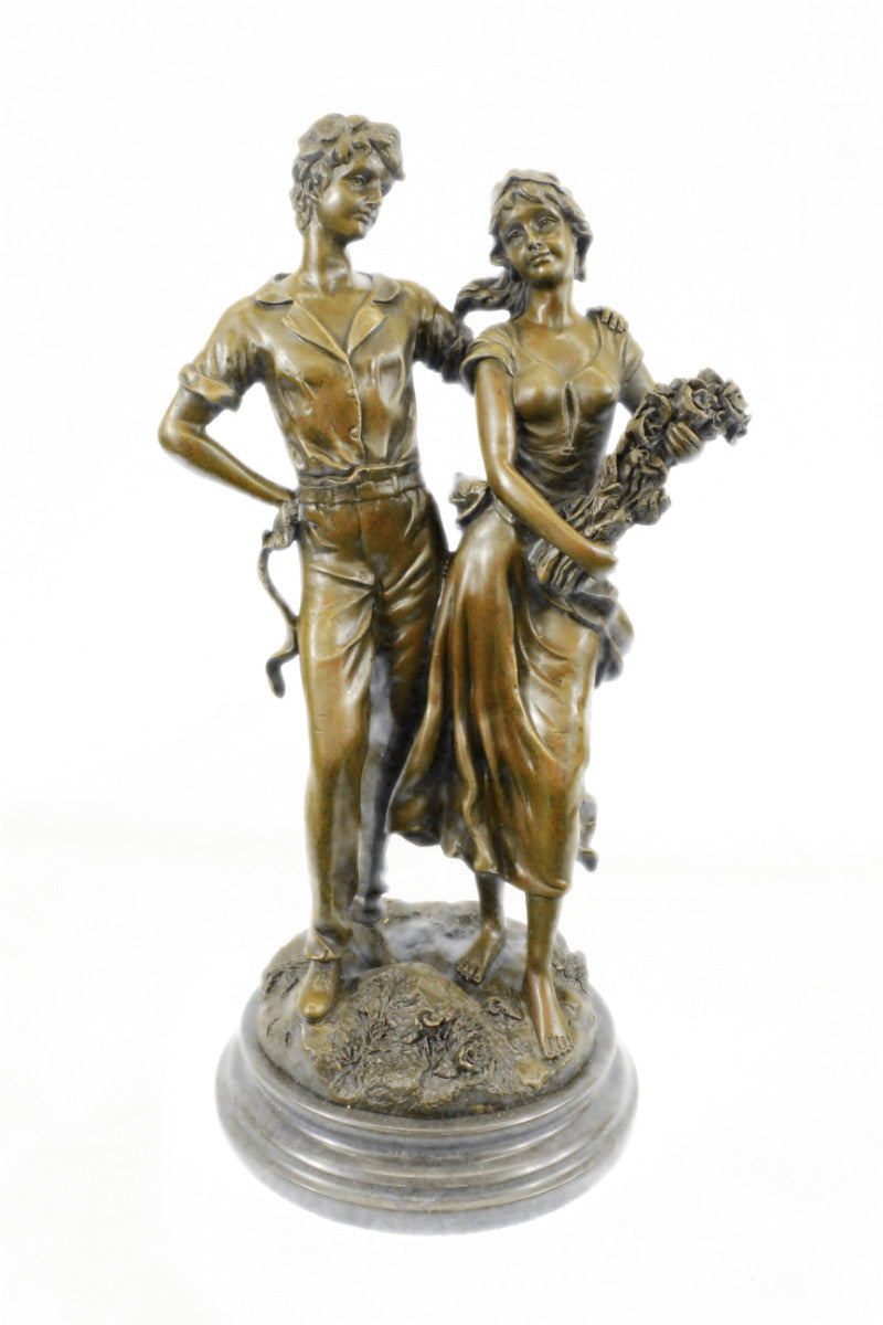 Handcrafted bronze sculpture SALE Pair Signed Gift Valentine Nouveau Deco Art