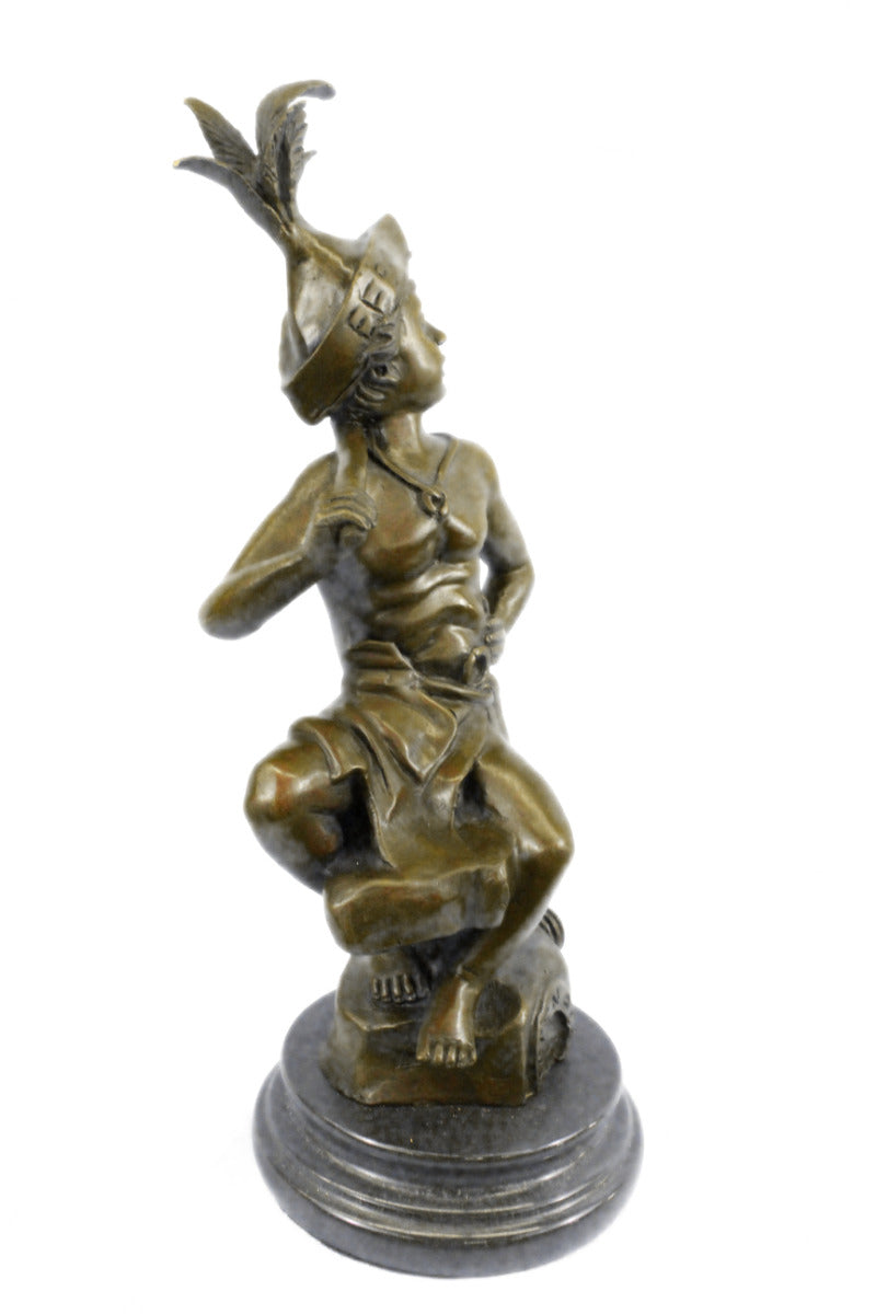 Handcrafted bronze sculpture SALE Stump Tree On Sitting Boy Nude Deco Art