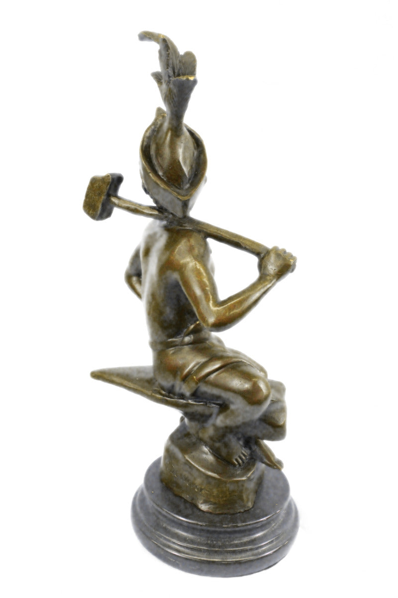 Handcrafted bronze sculpture SALE Stump Tree On Sitting Boy Nude Deco Art