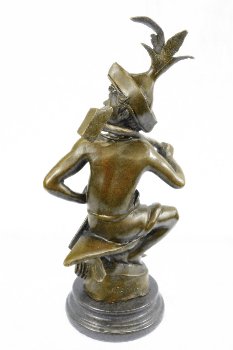 Handcrafted bronze sculpture SALE Stump Tree On Sitting Boy Nude Deco Art