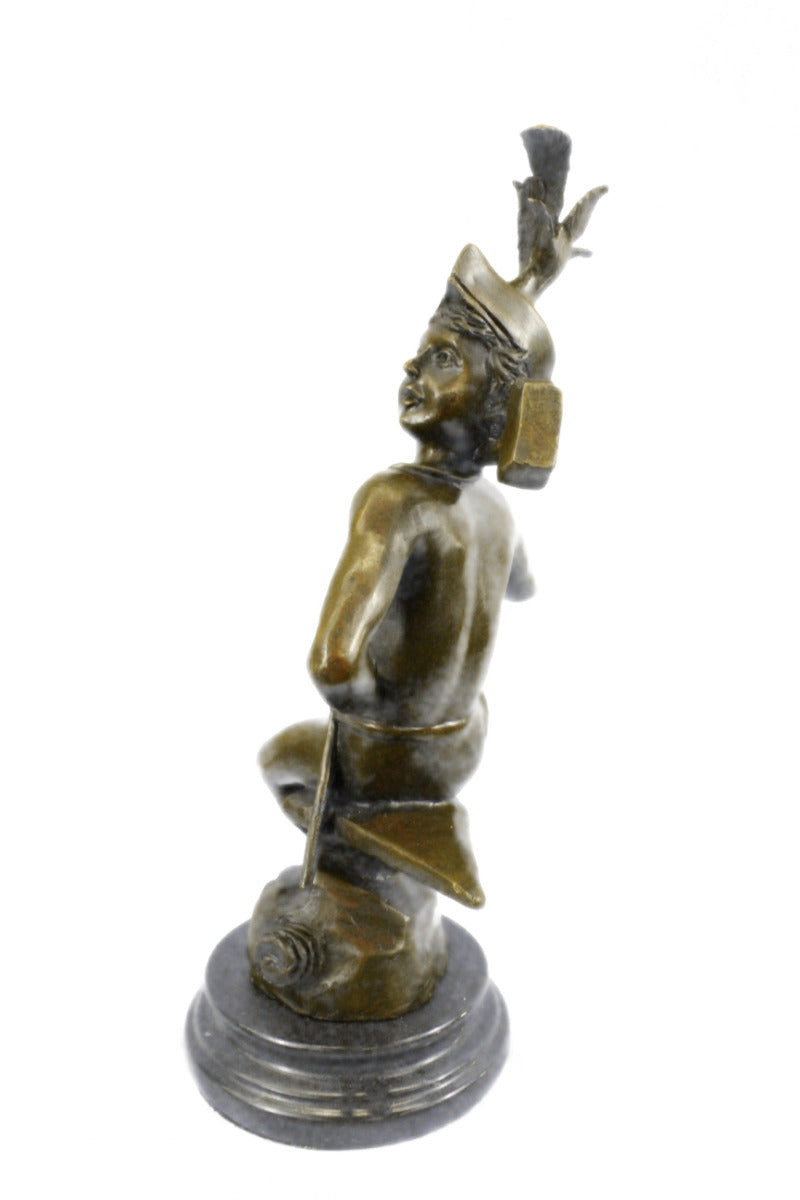 Handcrafted bronze sculpture SALE Stump Tree On Sitting Boy Nude Deco Art