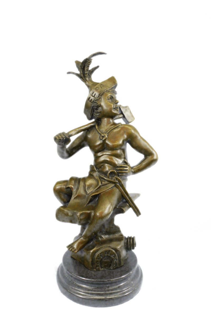 Handcrafted bronze sculpture SALE Stump Tree On Sitting Boy Nude Deco Art