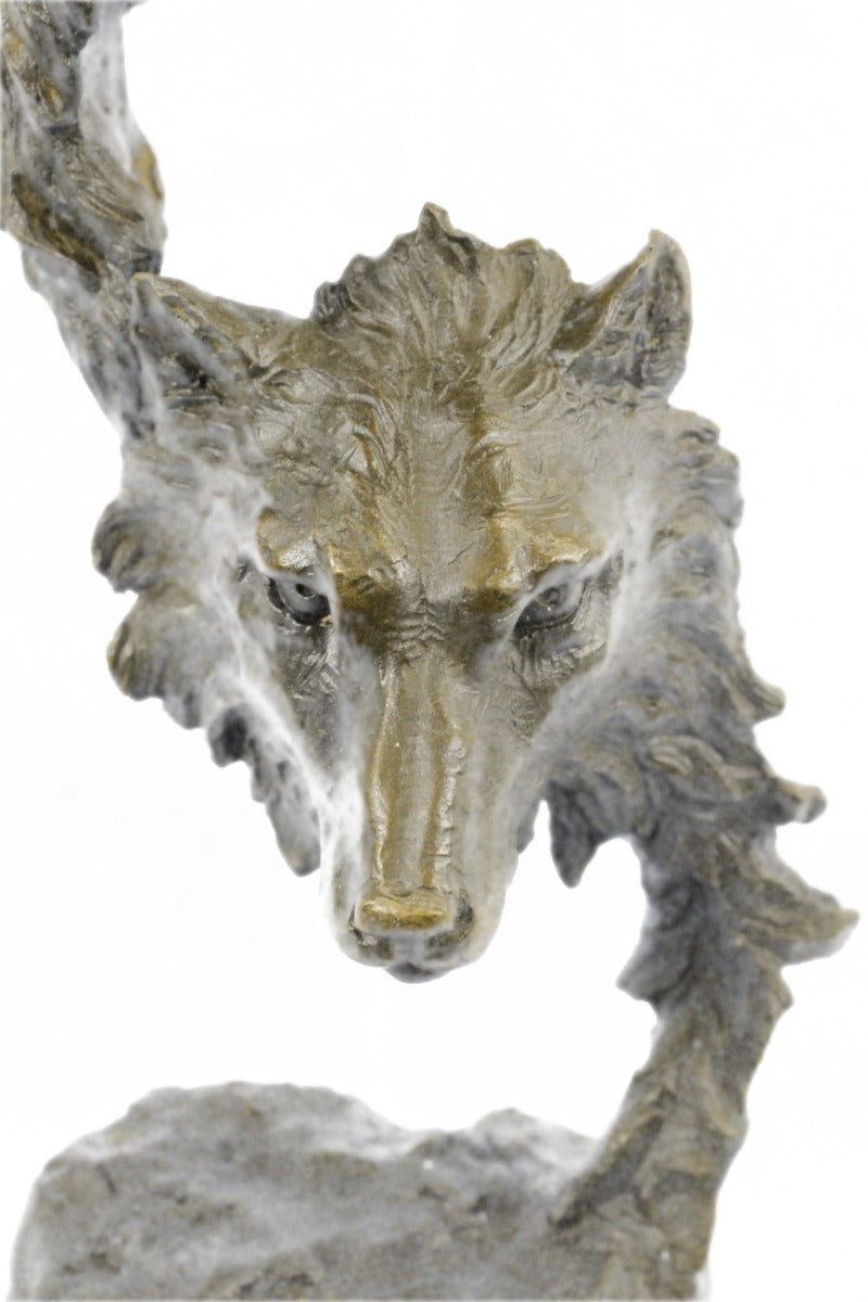 Handcrafted 100% Solid bronze sculpture SALE Wolf Wolves Original Signed Artwork