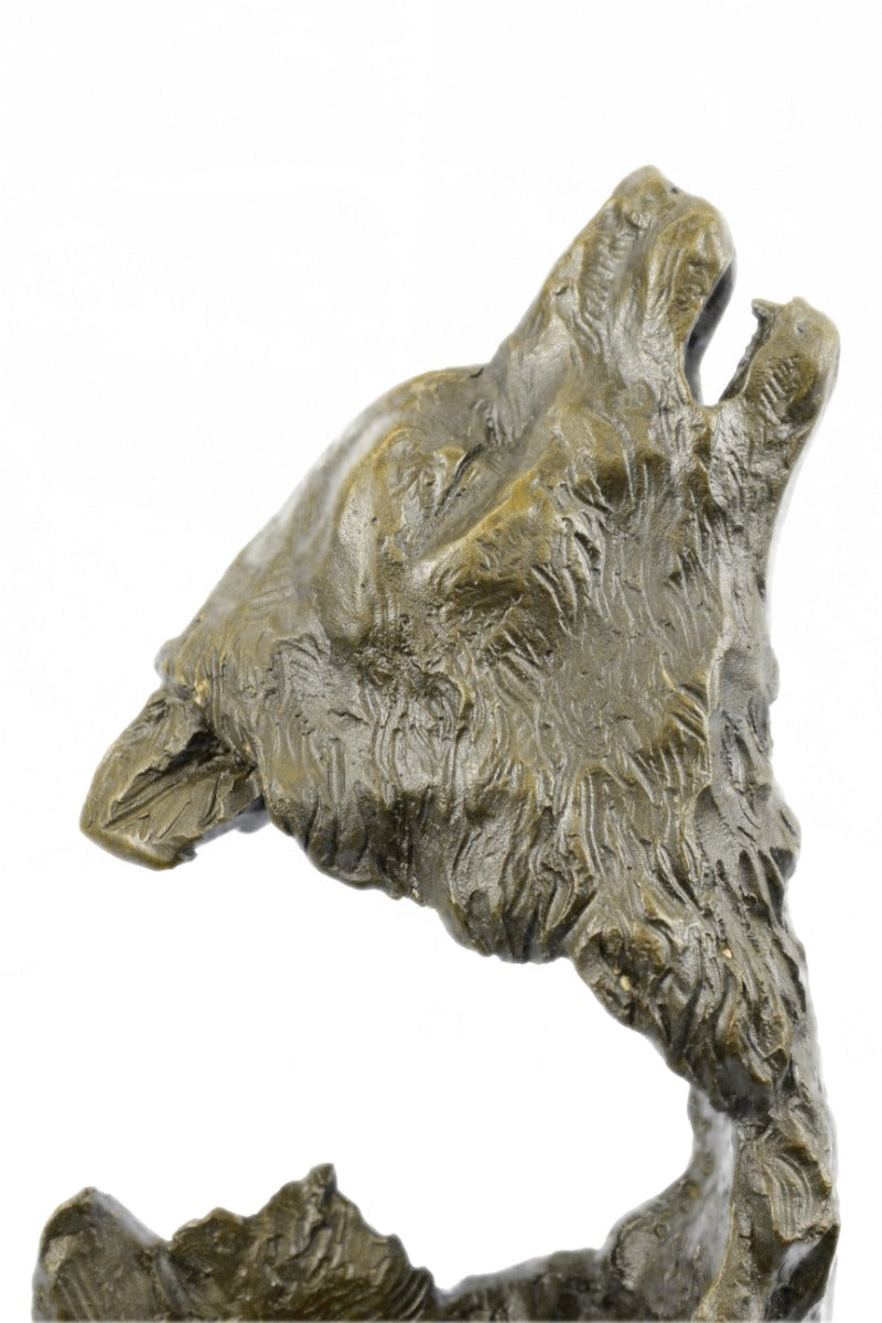 Handcrafted 100% Solid bronze sculpture SALE Wolf Wolves Original Signed Artwork