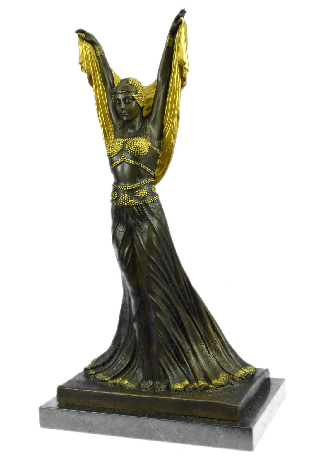 Bronze Sculpture by Chiparus Gold Patina Classic Artwork Masterpiece Design Sale