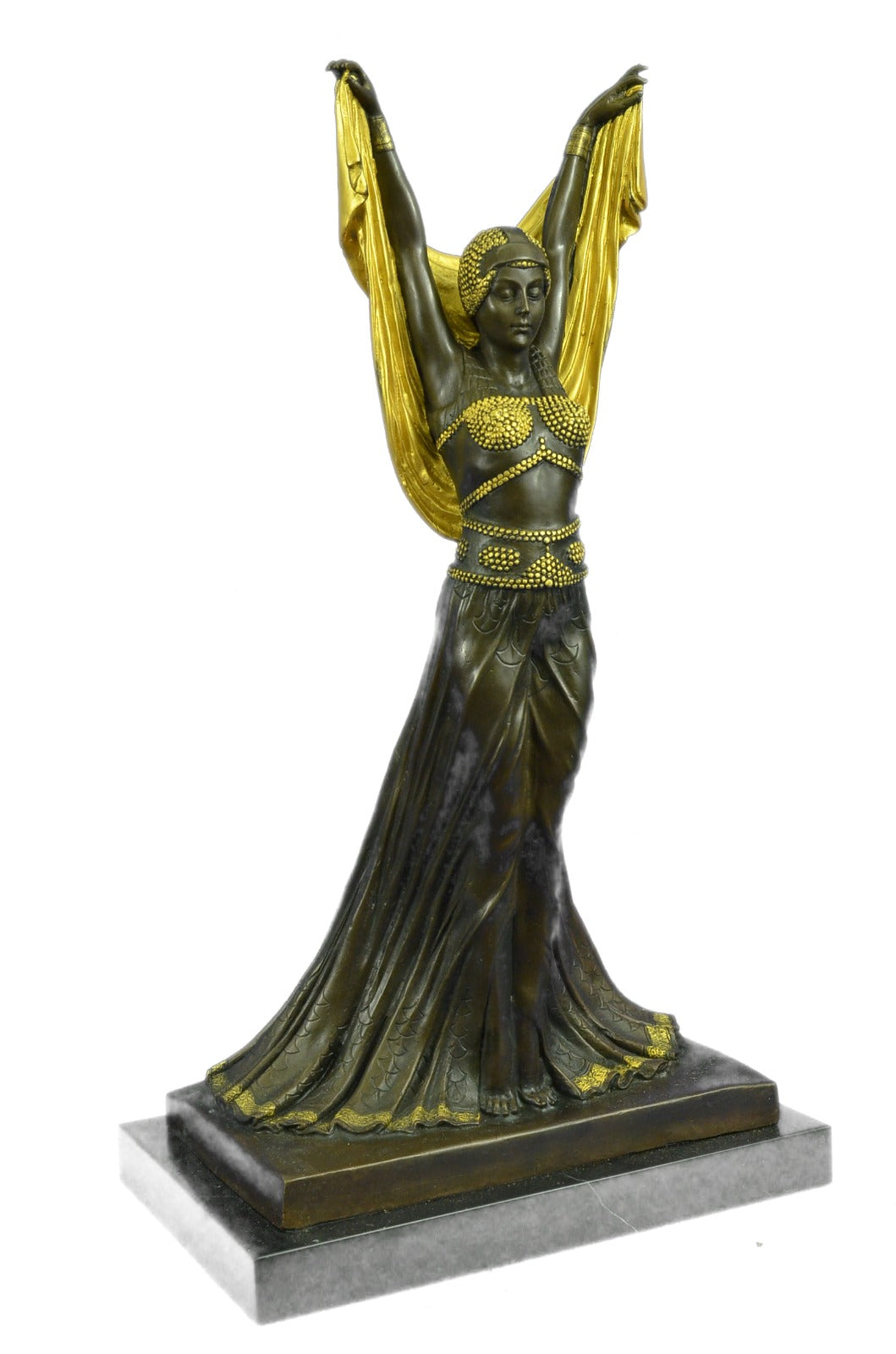 Bronze Sculpture by Chiparus Gold Patina Classic Artwork Masterpiece Design Sale