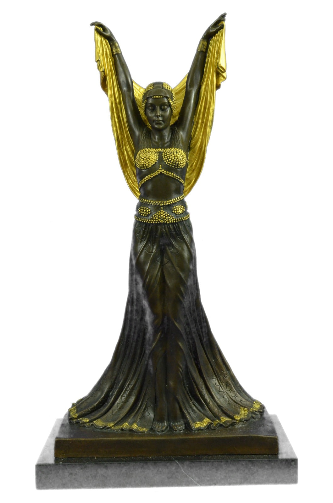 Bronze Sculpture by Chiparus Gold Patina Classic Artwork Masterpiece Design Sale