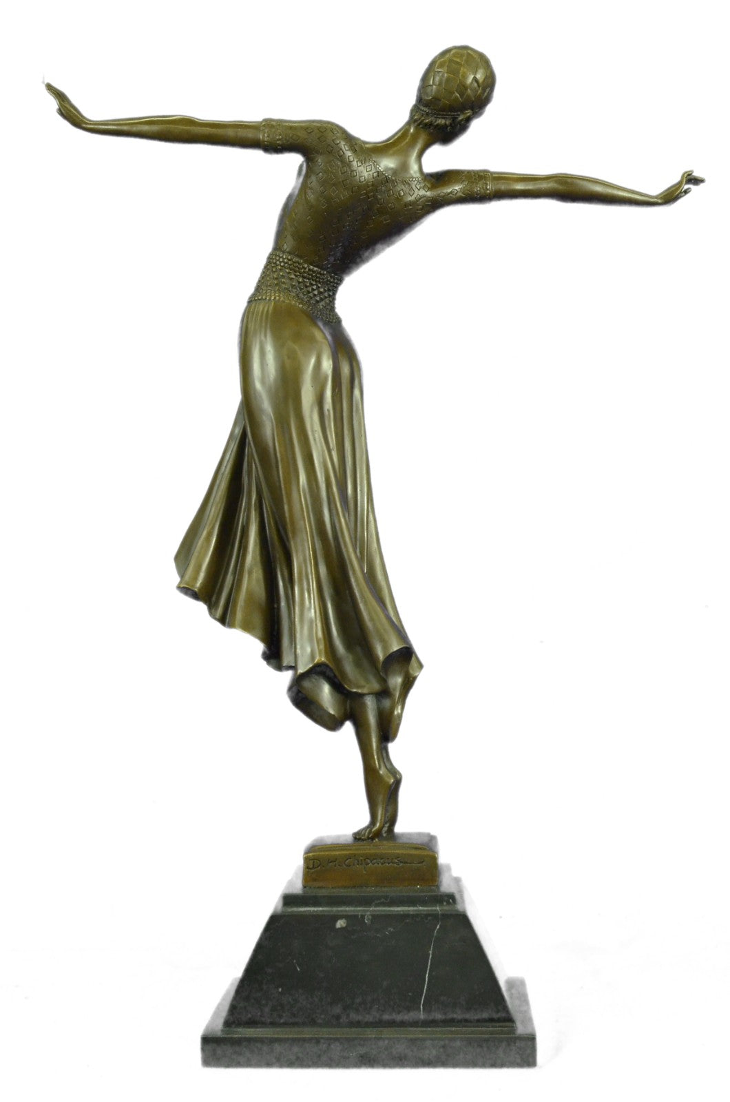 ART DECO BRONZE STATUE CHIPARUS ANTINEA SIGNED FIGURE HOT CAST LADY FIGURINE