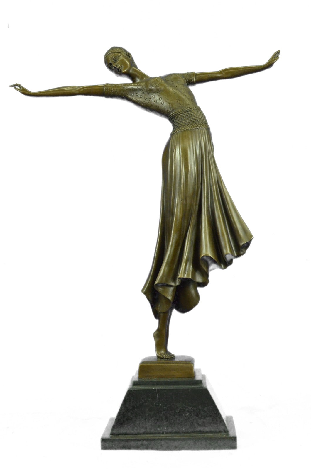 ART DECO BRONZE STATUE CHIPARUS ANTINEA SIGNED FIGURE HOT CAST LADY FIGURINE