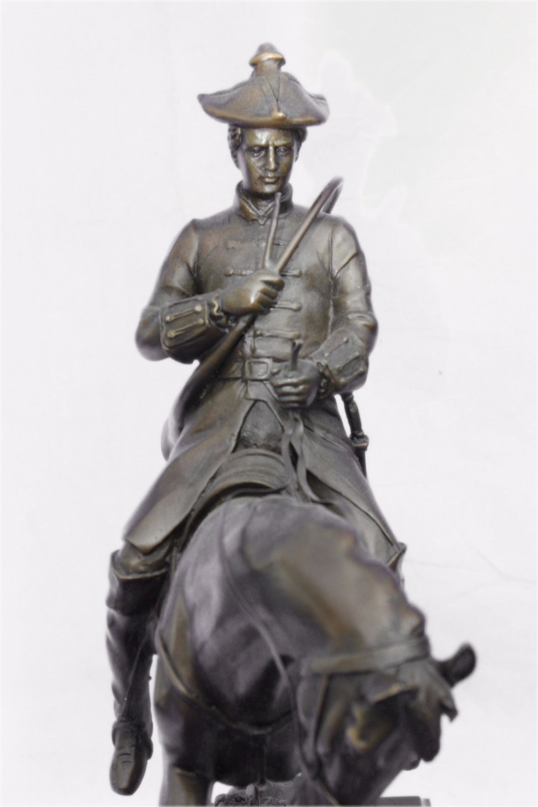 Bronze Sculpture Museum Quality Artwork Hunter with Faithful Horse Statue Gift D