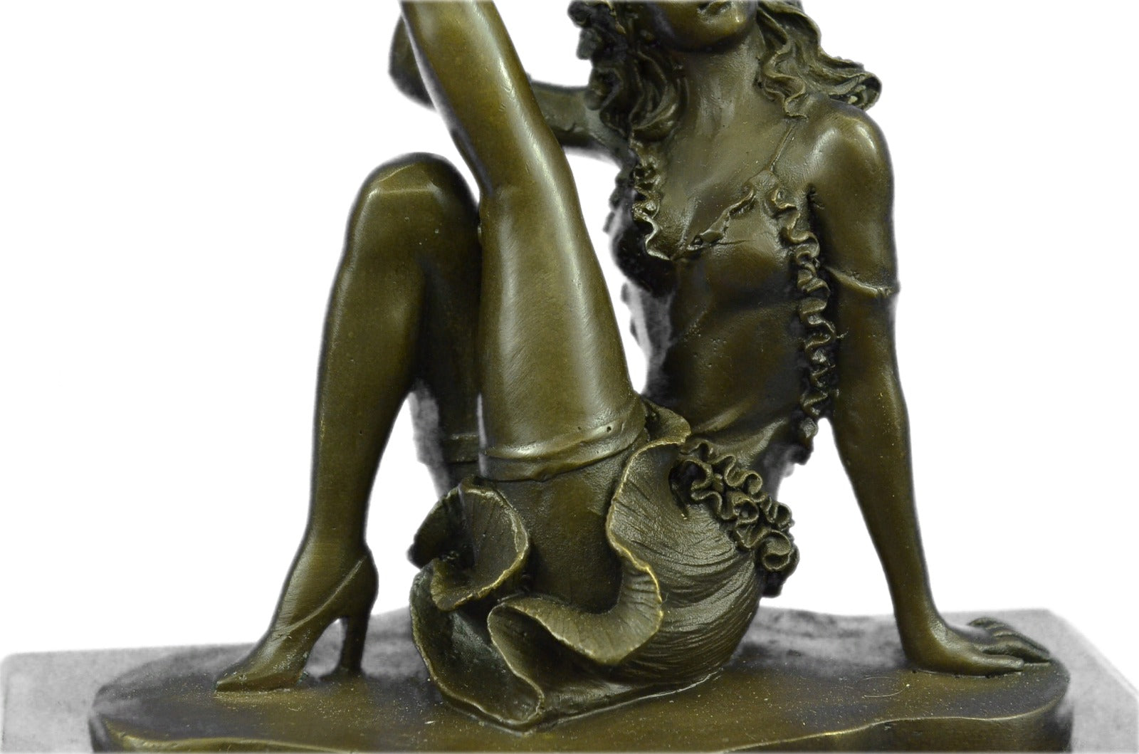 Art Deco Jazz Dancer Hot Cast Bronze Sculpture Marble Base Figurine Figure Decor