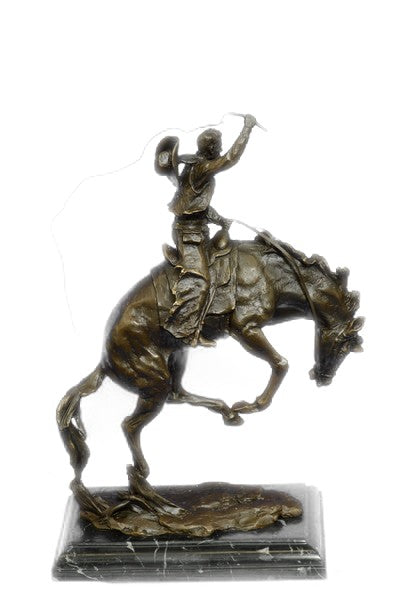 Vintage Classic Frederic Remington "BRONCO BUSTER" 16" BRONZE SCULPTURE Figurine
