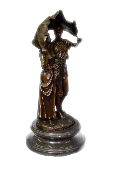 VERY RARE HOT CAST BRONZE, FARMER & His Wife SCULPTURE HOME OFFICE DECORATION