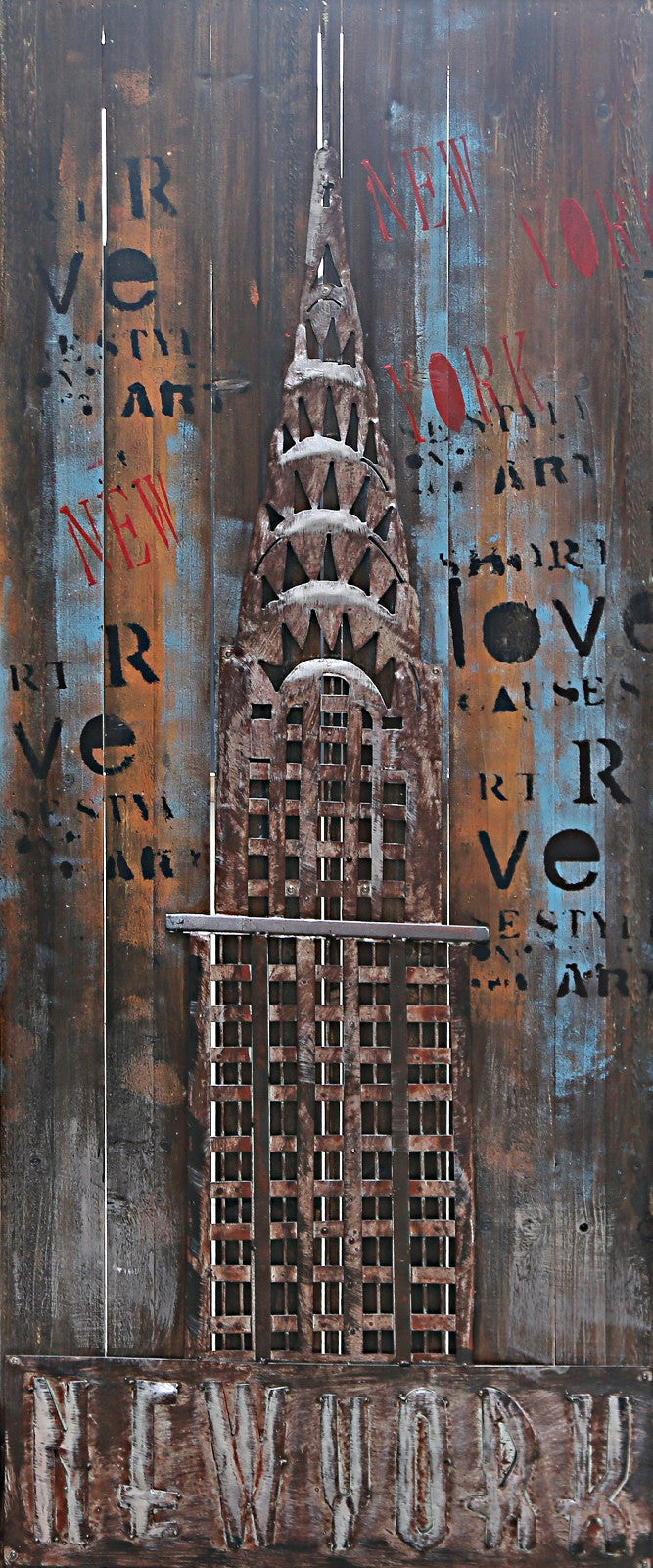 Chrysler Building 48-Inch Long Real Oak Wood Canvas Wall Art Decor Sale