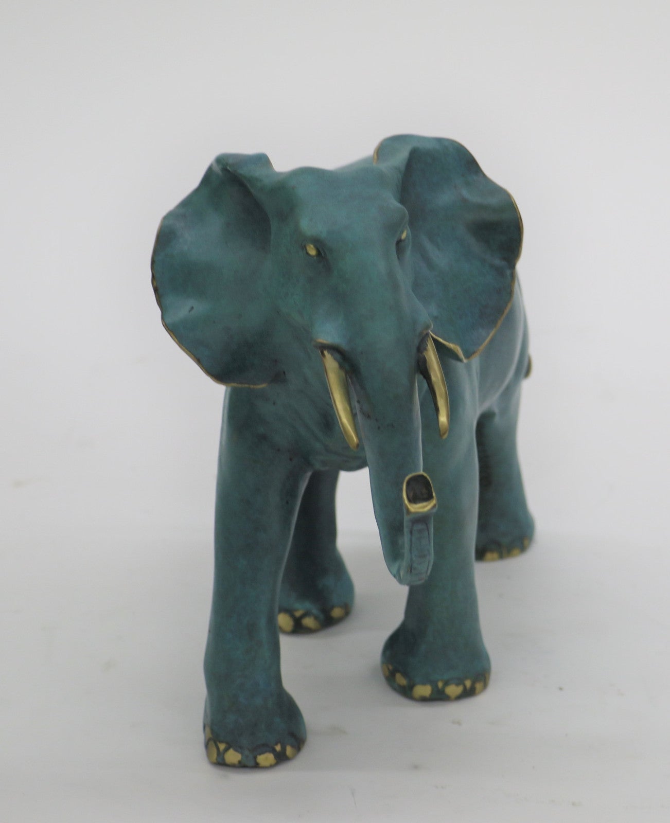 Large African Bull Elephant Bronze Marble Base Sculpture by Marius Figurine Sale