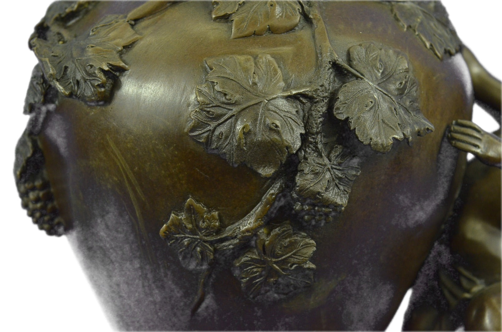 Bronze Sculpture Detailed Vase with Grape Vine Design Putti Home Decoration SALE