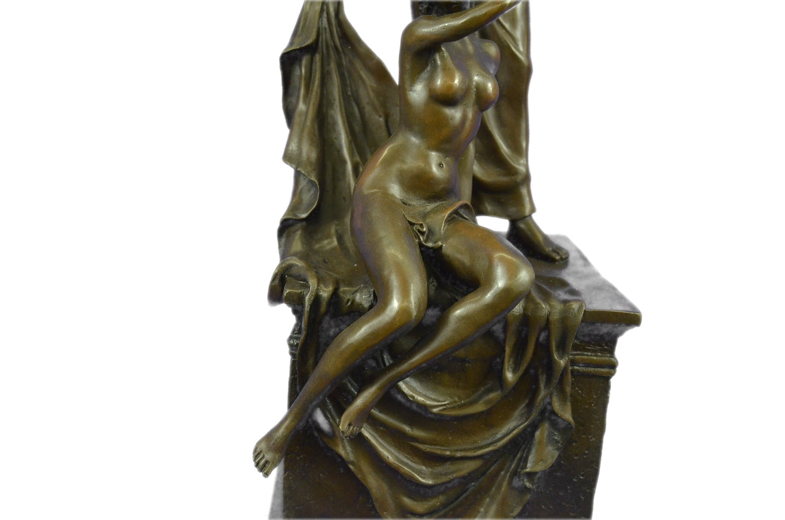 Art Deco Hot Cast Nude Female with Her Slave Master by Kauba Bronze Sculpture