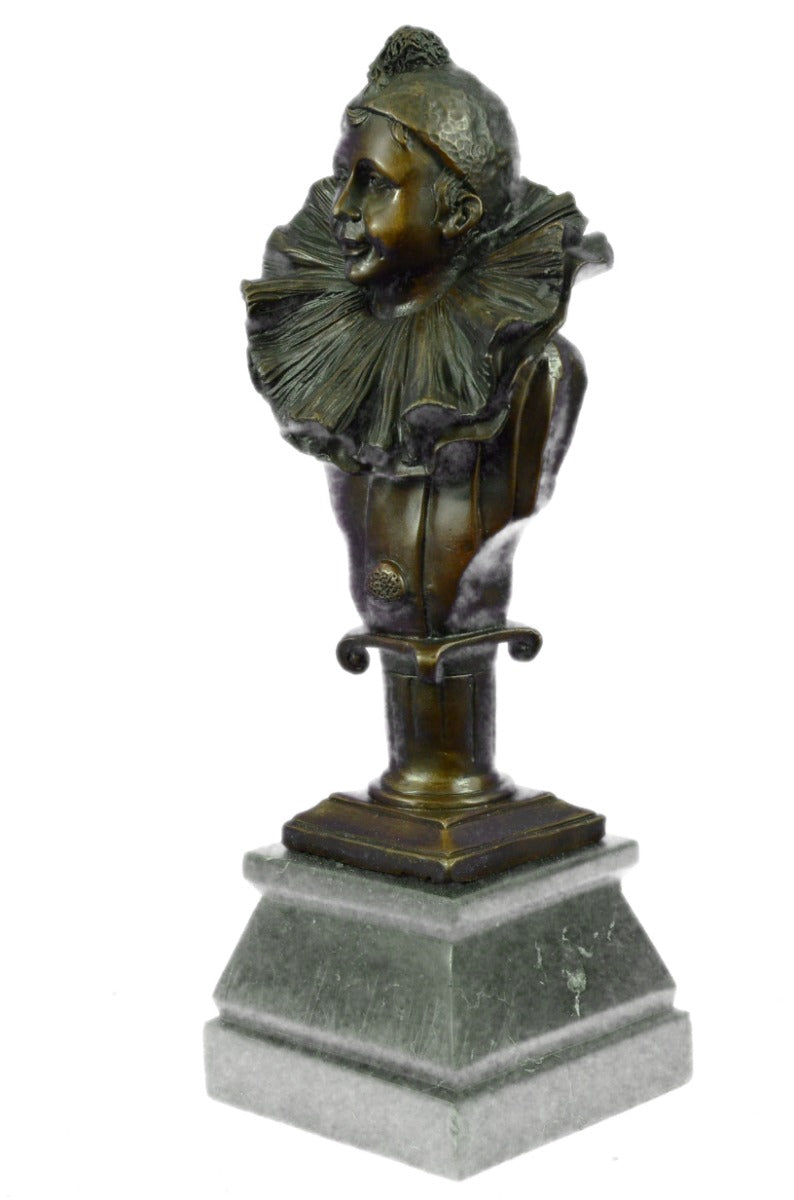 Bronze Sculpture Happy Clown Classic Artwork Marble Base Figurine Figure Statue