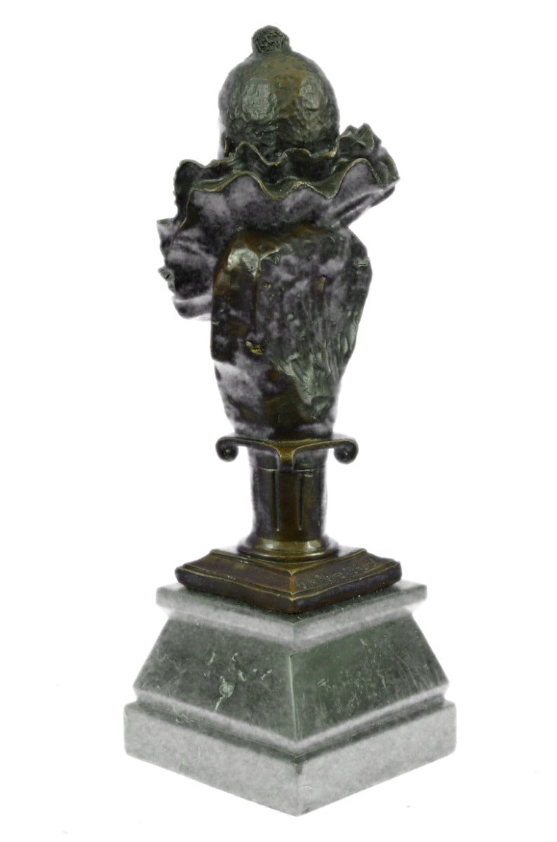 Bronze Sculpture Happy Clown Classic Artwork Marble Base Figurine Figure Statue