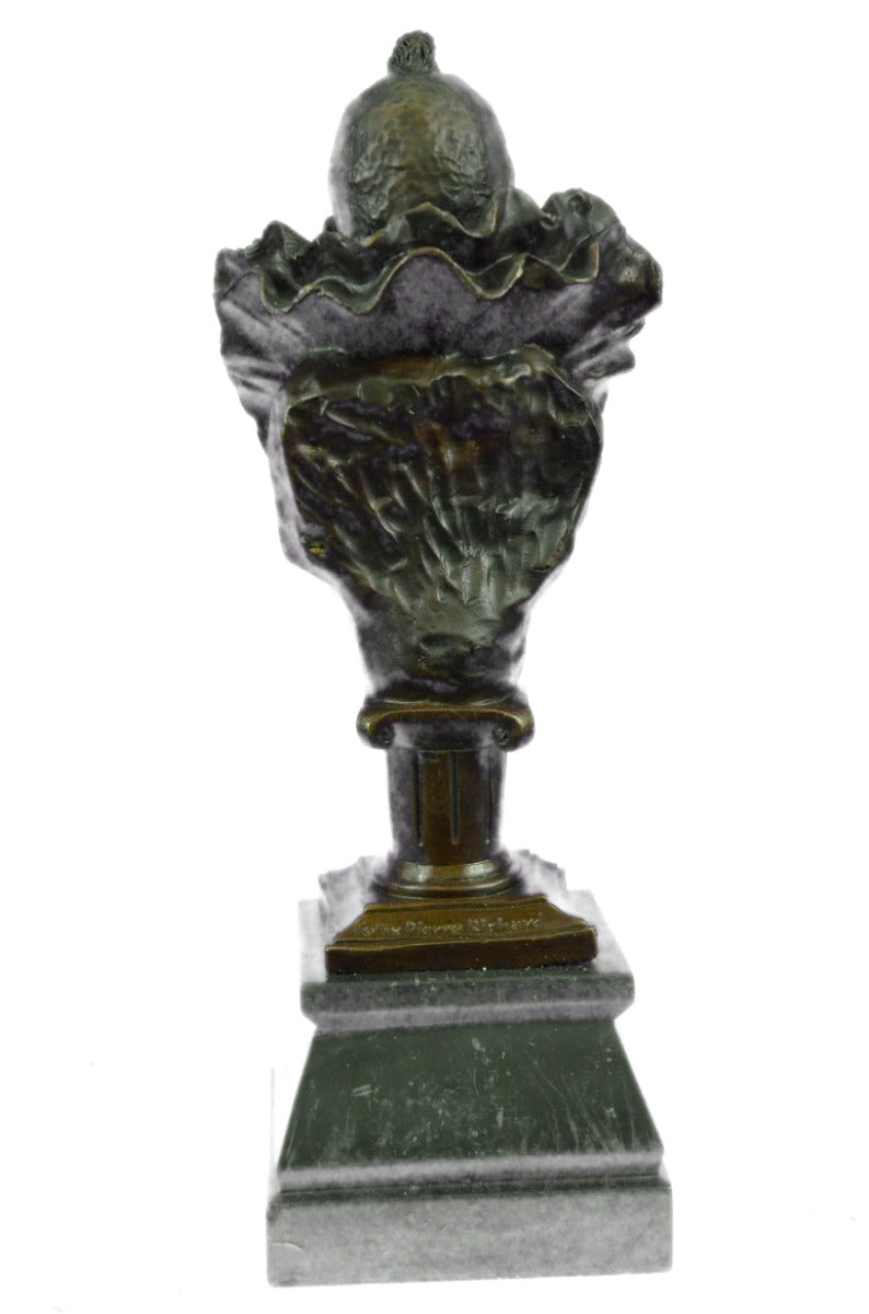 Bronze Sculpture Happy Clown Classic Artwork Marble Base Figurine Figure Statue