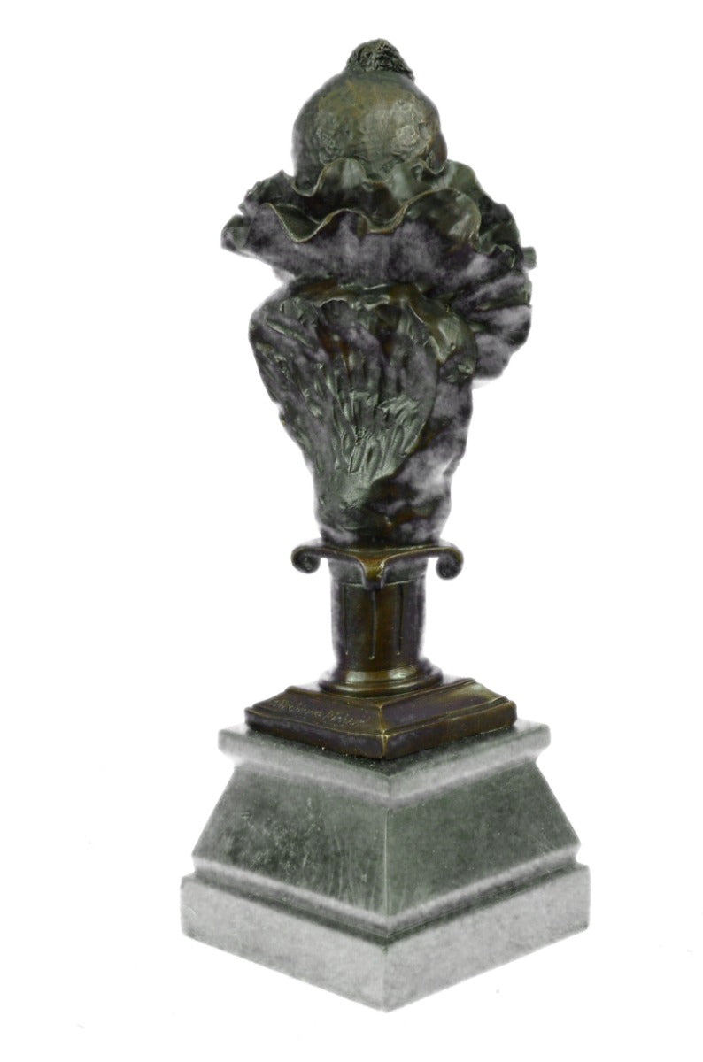 Bronze Sculpture Happy Clown Classic Artwork Marble Base Figurine Figure Statue