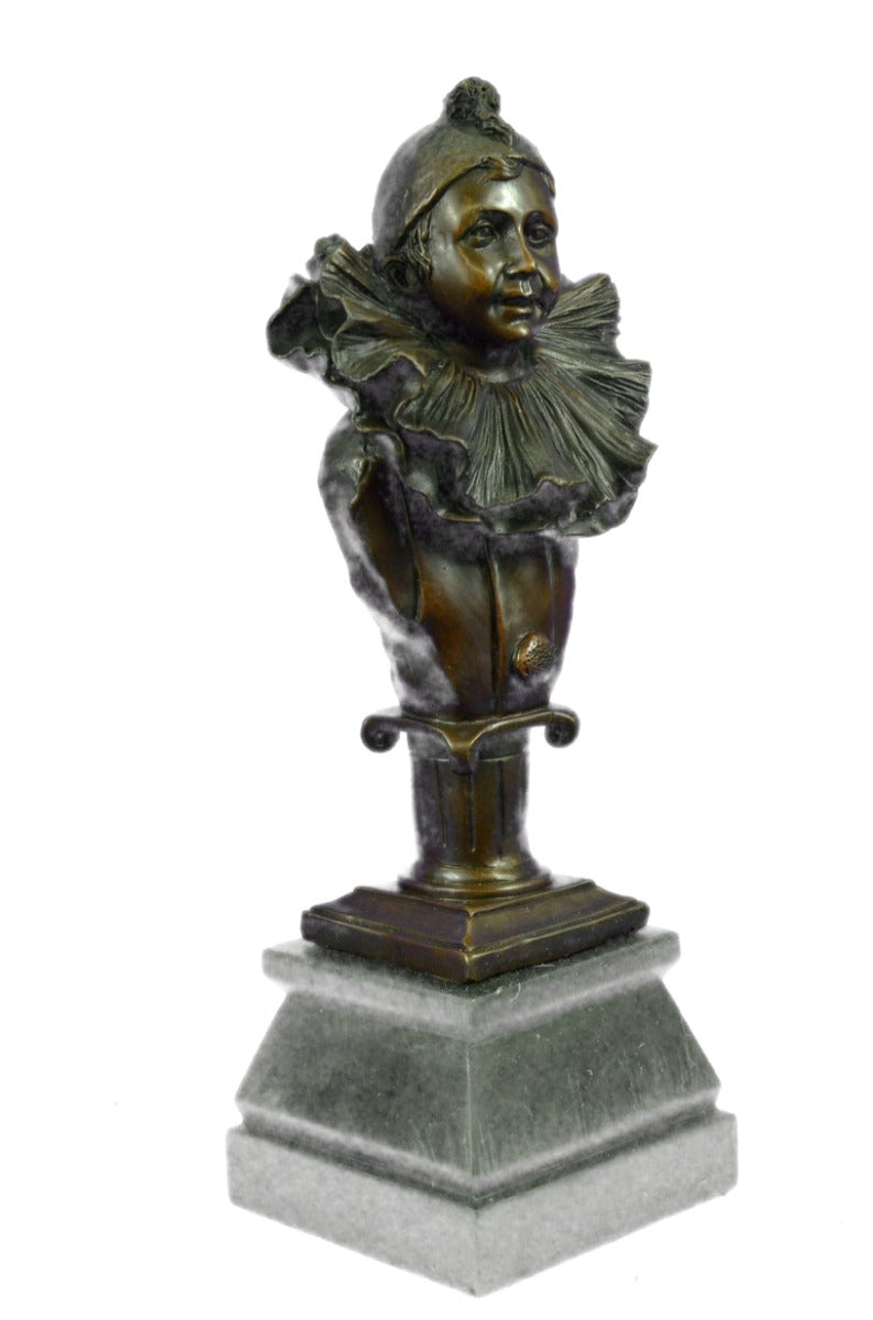 Bronze Sculpture Happy Clown Classic Artwork Marble Base Figurine Figure Statue